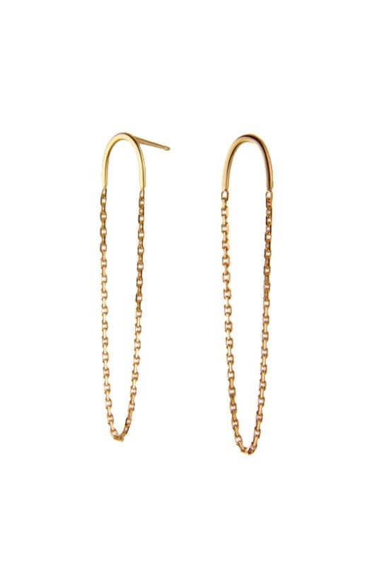 Gold Arc And Chain Long Earrings By Irena Chmura