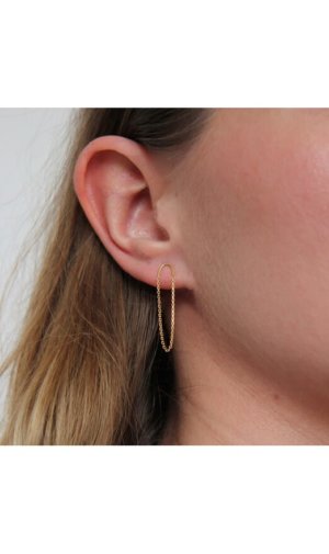 Gold Arc And Chain Long Earrings By Irena Chmura