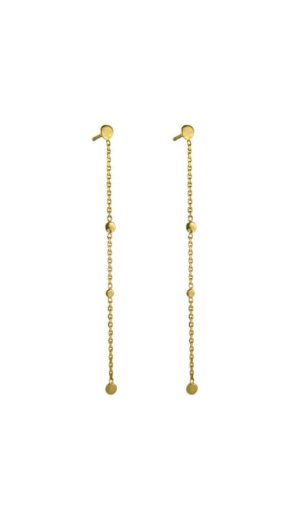 Gold Chain And Dot Long Earrings By Irena Chmura