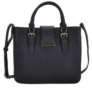 Black Vegan Leather Shoulder Handbag