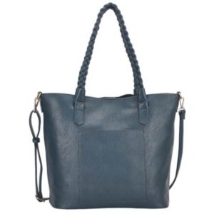 Teal Blue Vegan Leather Tote Bag