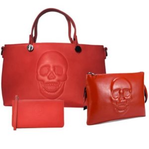 Red Vegan Leather Bag Set