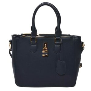 blue vegan leather handbag