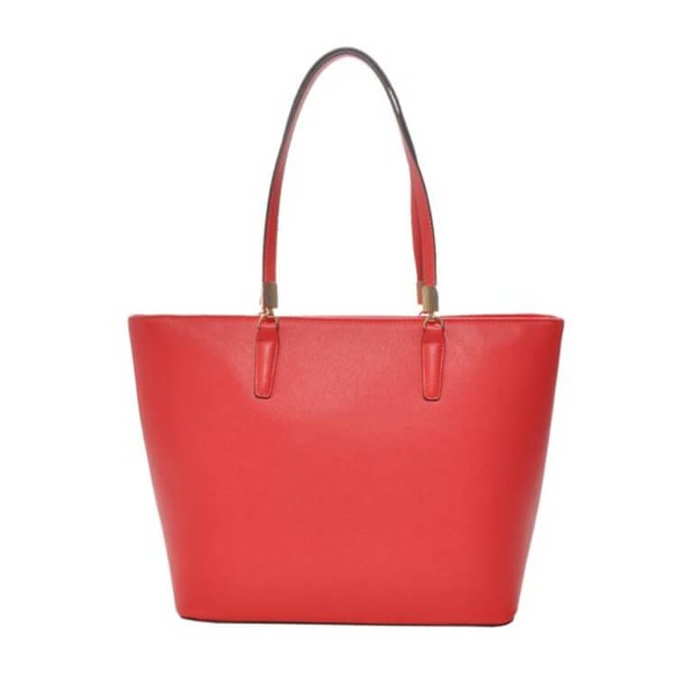 Red Vegan Leather Tote Bag