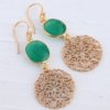 Floral Earrings with Green Onyx