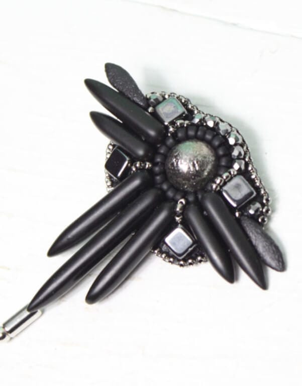 Hematite and Japanese Pearl Brooch