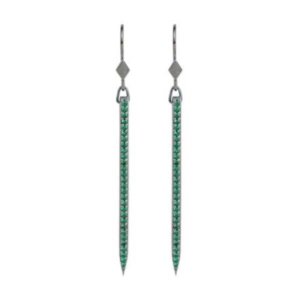Oxidized Silver and Green Earrings
