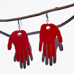 Red Hand Statement Earring
