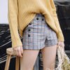 Wool blend button shorts