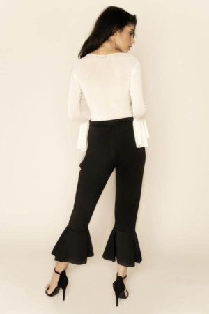 Black Flared High-Waisted Trousers