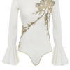 CLAUDIA - EMBELLISHED BODYSUIT WITH FLUTED SLEEVES