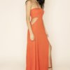  Margot bandeau maxi cut out dress with train