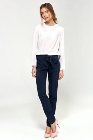 Navy Blue Bow front trousers