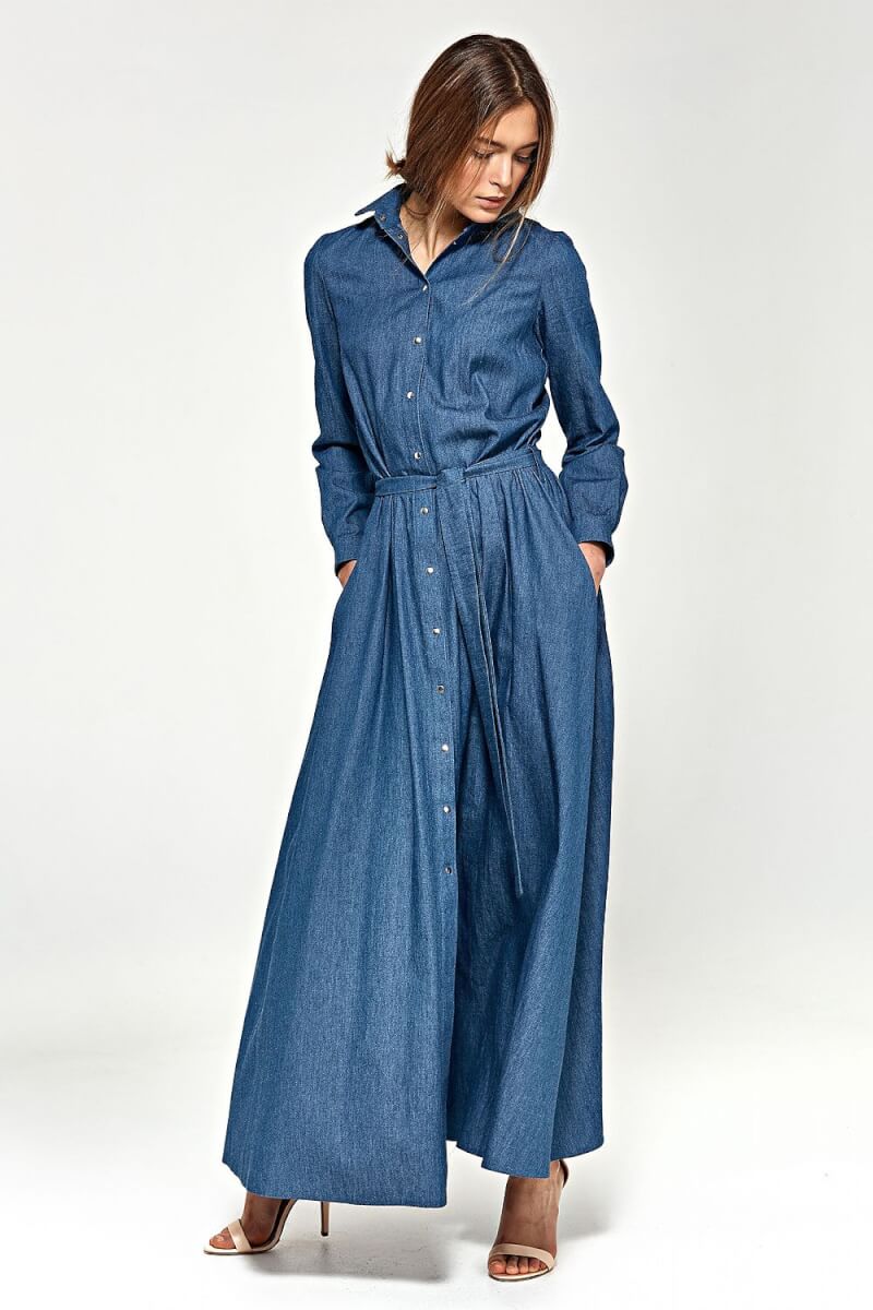 Blue Denim Maxi Dress