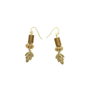 Natural Golden Coral With Leaf Filling Earrings
