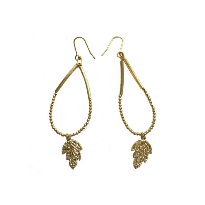 Gold Plated Brass Leaf Earrings