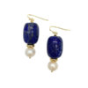 Nugget Lapis Lazuli Round Freshwater Pearls Drop Earrings