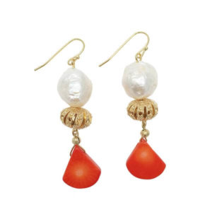 Edison Freshwater Pearl & Natural Coral Drop Earrings