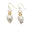 Natural Baroque & Round Freshwater Pearls Drop Earrings.