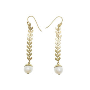 Wheat With Freshwater Pearls Dangle Earrings