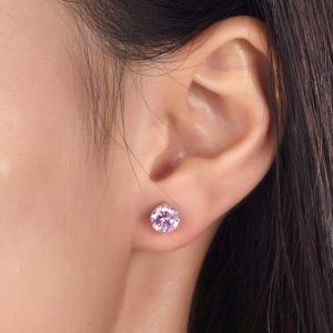 Pink Silver Stud Earrings.