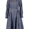 Long sleeve belted stripe dress