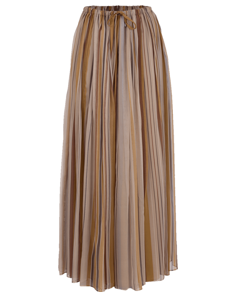 Stripe Chiffon Drawstring Maxi Skirt