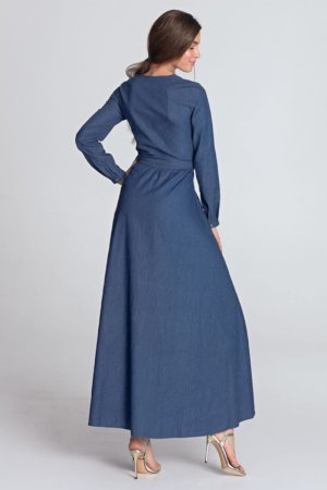 Long Blue Shirt Maxi Dress