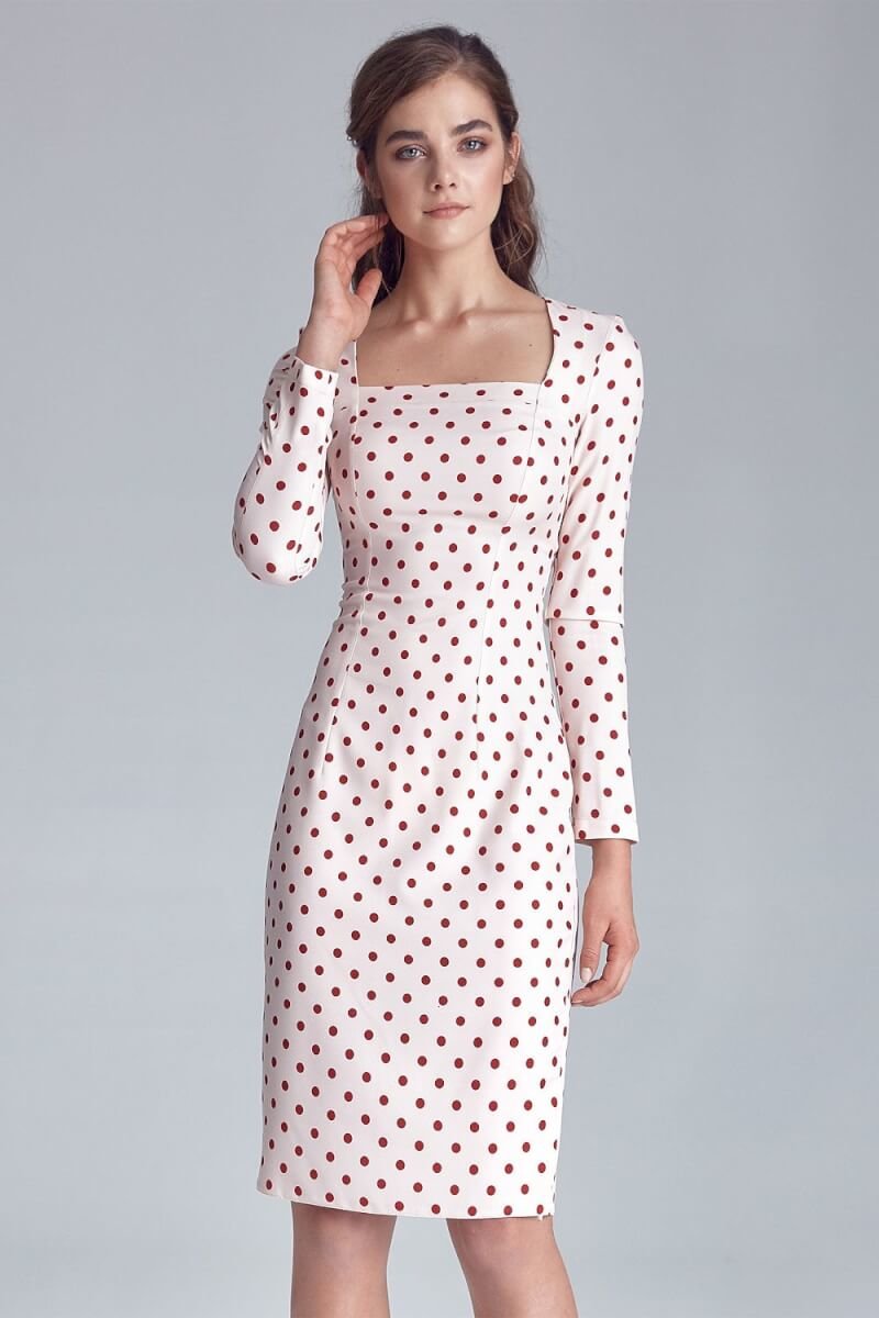 red and white polka dot midi dress