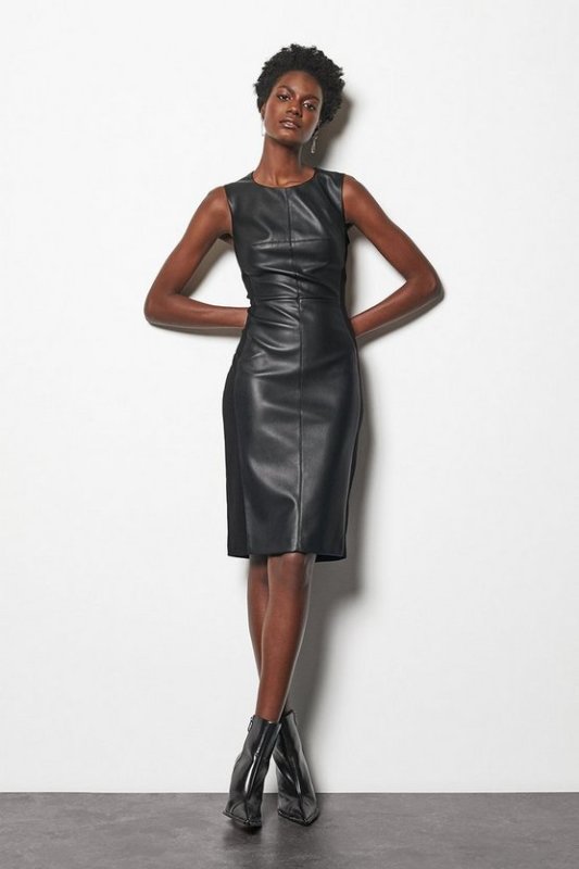Faux Leather Panelled Dress
