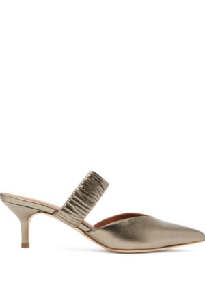Malone Souliers - Matilda Ruched-strap Metallic-leather Mules