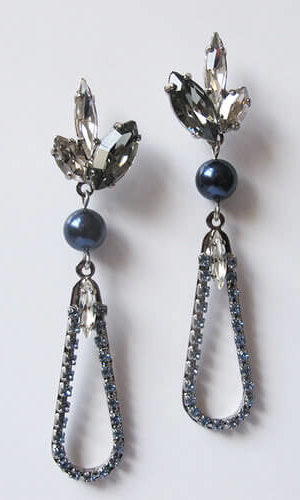 Blue Pearl Moon Earrings