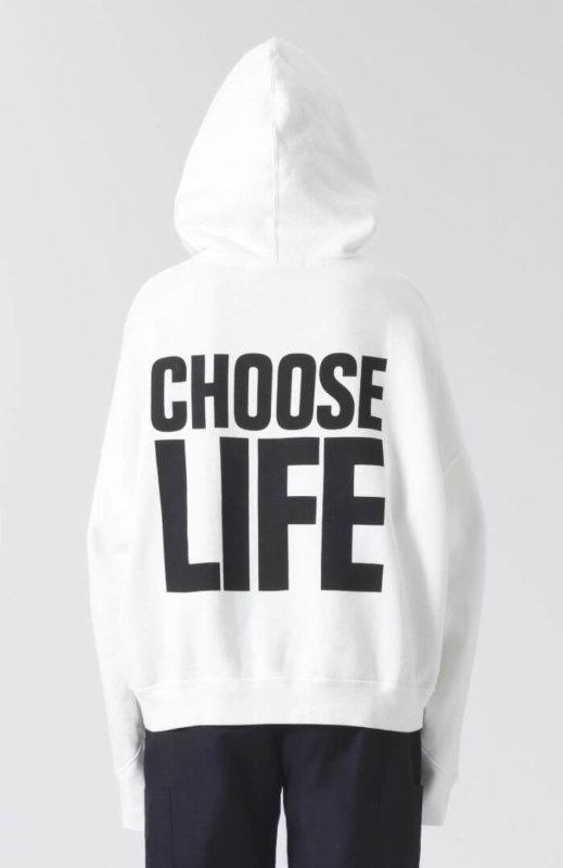 Designer Choose life white hoodie Katherine Hamnett