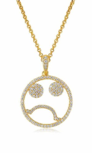 Avilio London Emoji Sad Face Silver Necklace