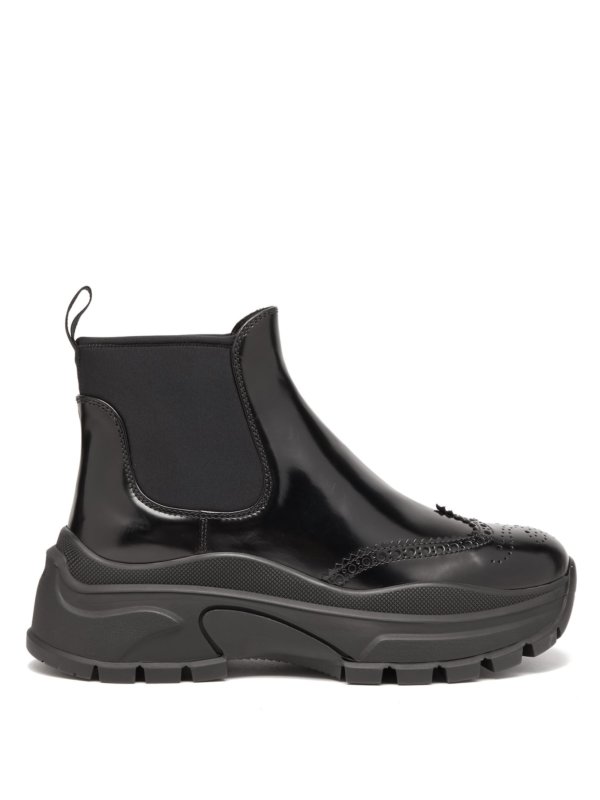 PRADA Chunky-sole patent-leather ankle boots