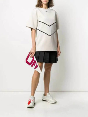 Off-White scuba style short-sleeved top - NEUTRALS