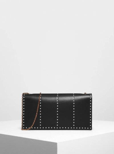 Charles and Keith black gem encrusted clutch valentines day