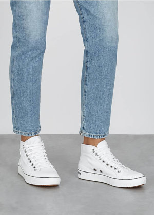 White canvas hi-top sneakers