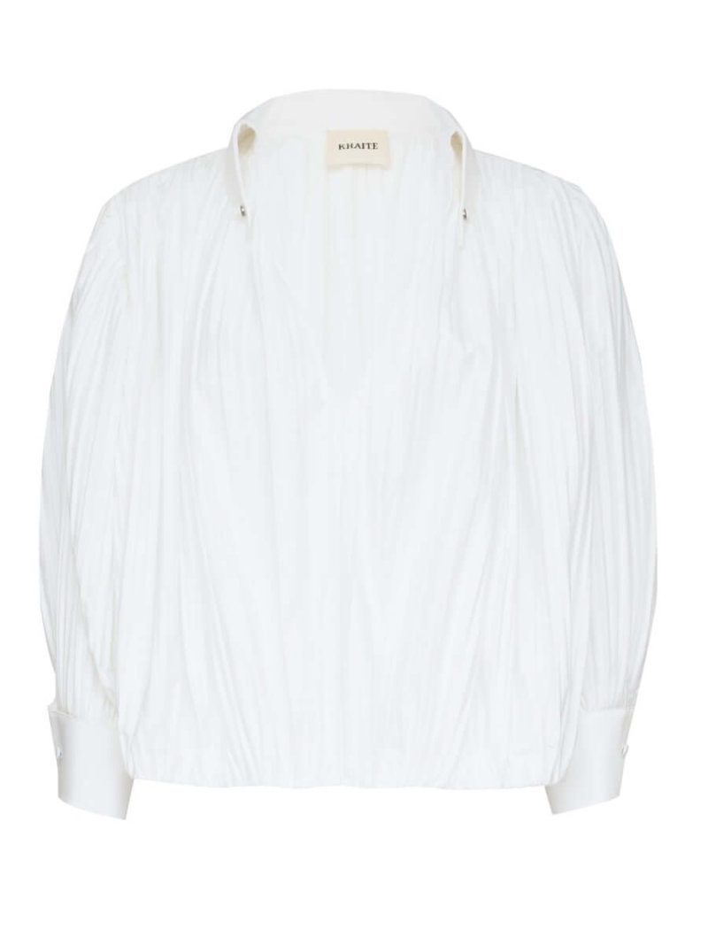 Khaite Malone crinkled cotton-poplin blouse