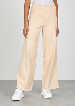 Live The Process Sand wide-leg stretch-knit trousers