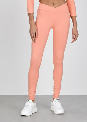 Live The Process V coral stretch-jersey leggings