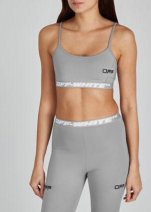 Off White Active grey stretch-jersey bra top
