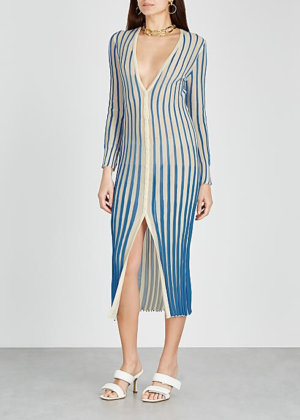 La Robe Jacques striped fine-knit midi dress