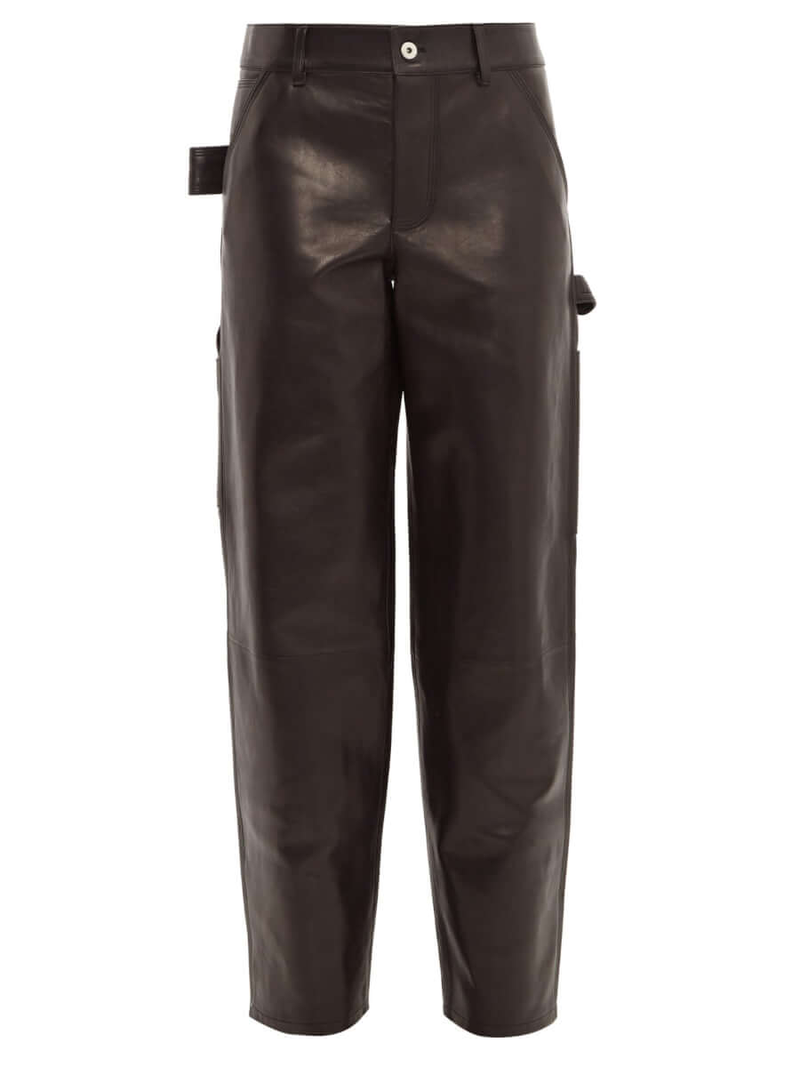 BOTTEGA VENETA Mid-rise straight-leg leather trousers