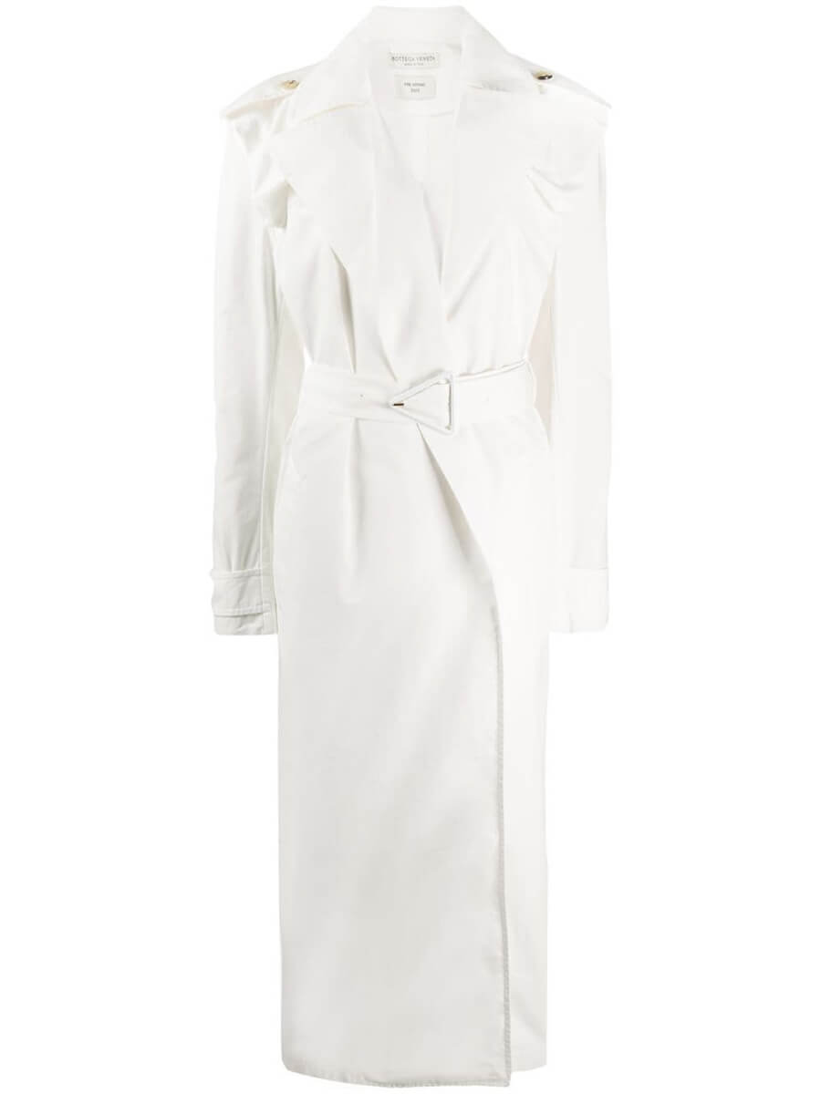 belted trench coat white