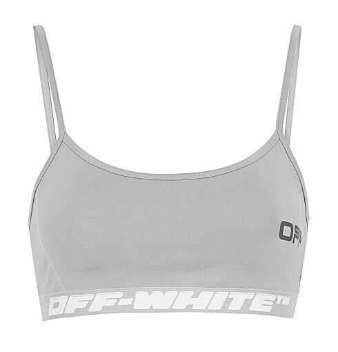 OFF-WHITE Active grey stretch-jersey bra top