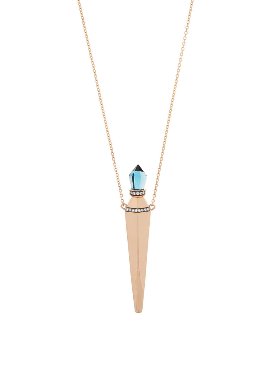 Summer Jewellery DIANE KORDAS Blue topaz & 18kt rose gold amulet necklace