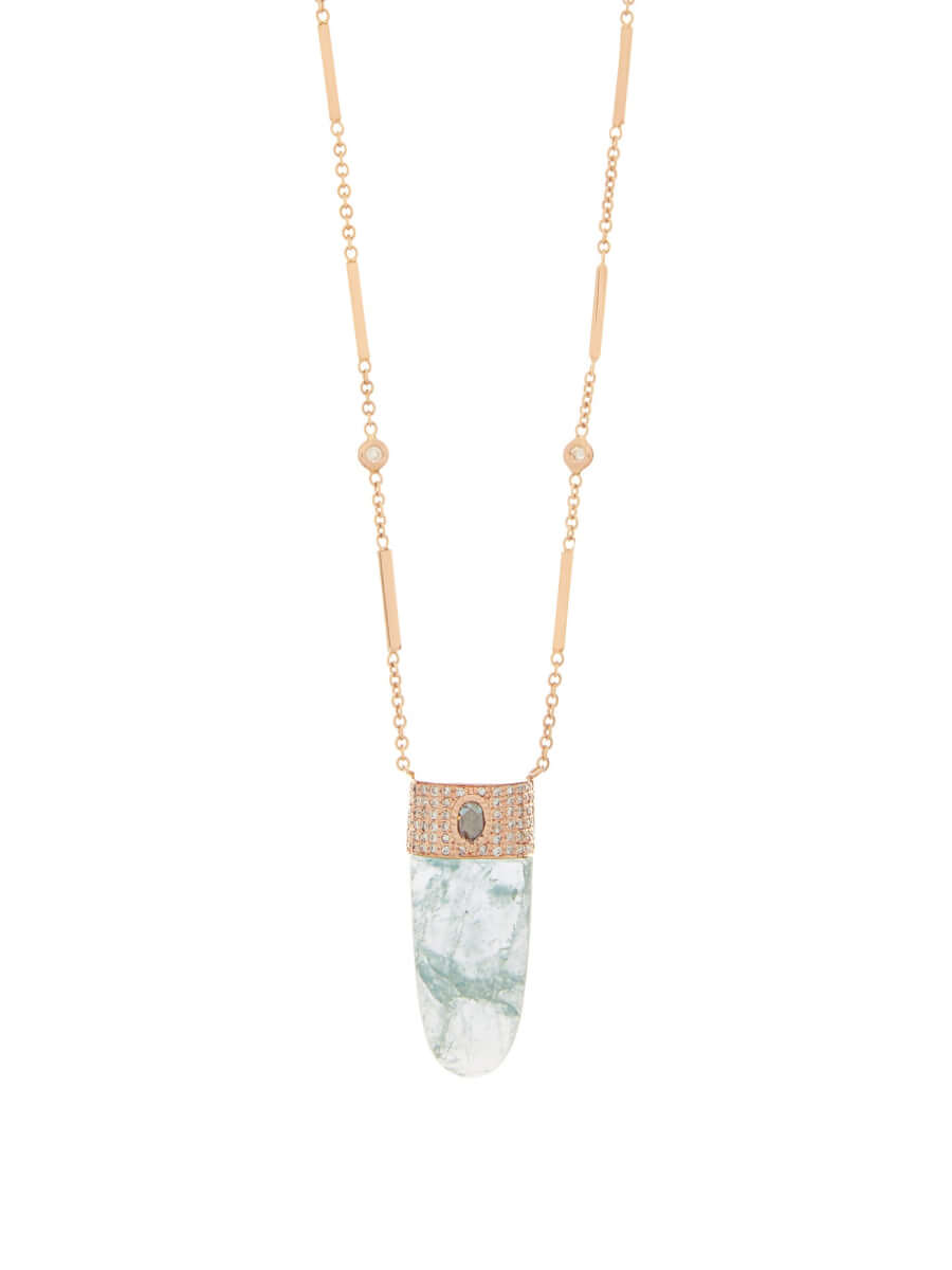 JACQUIE AICHE Sphere Spear diamond, aquamarine & gold necklace