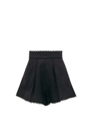 ZIMMERMANN Kirra scalloped-hem linen shorts . Zimmermann's affinity for contemporary femininity is realised in these black Kirra shorts