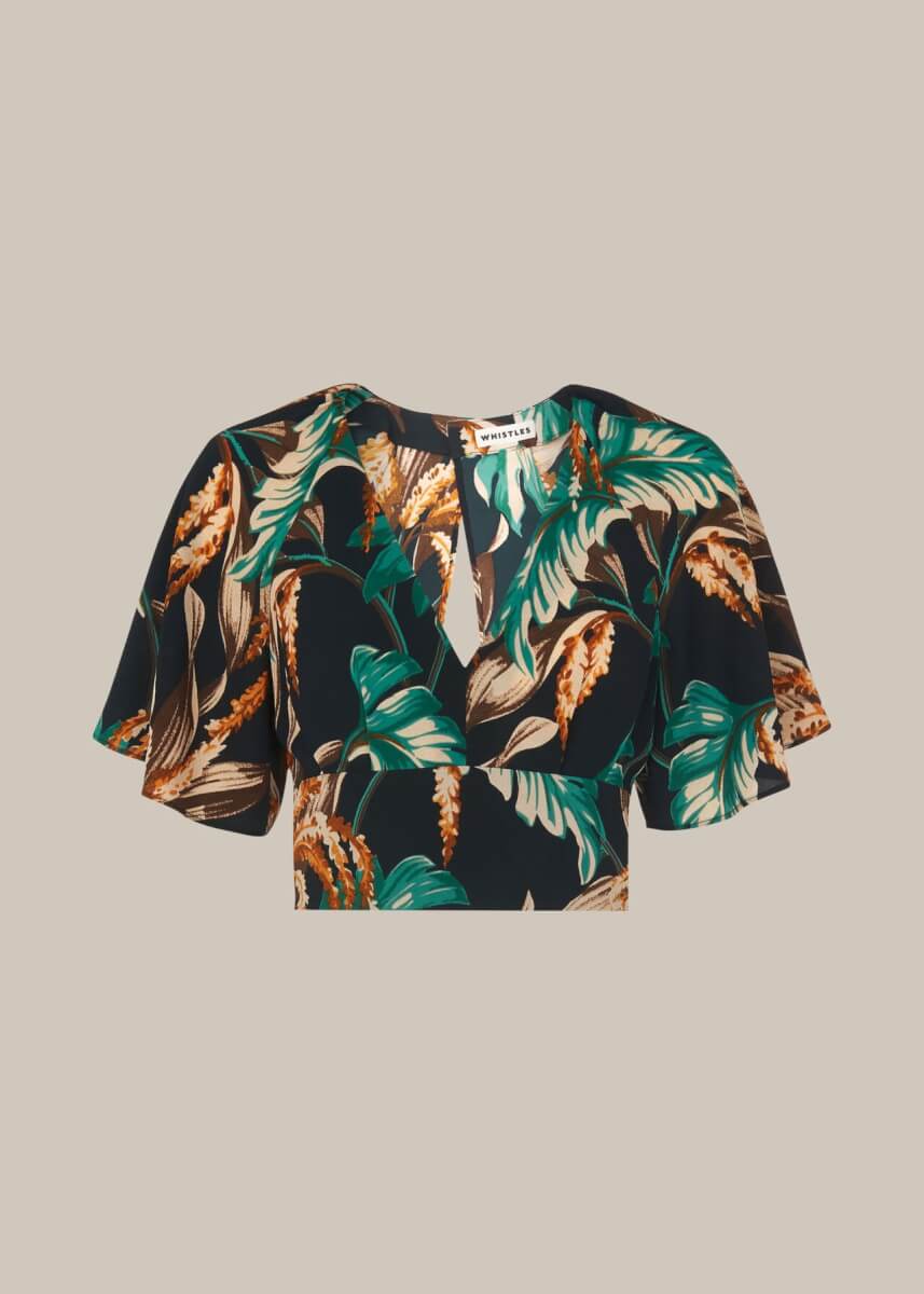 vacation wear TROPICAL FLORAL TOP